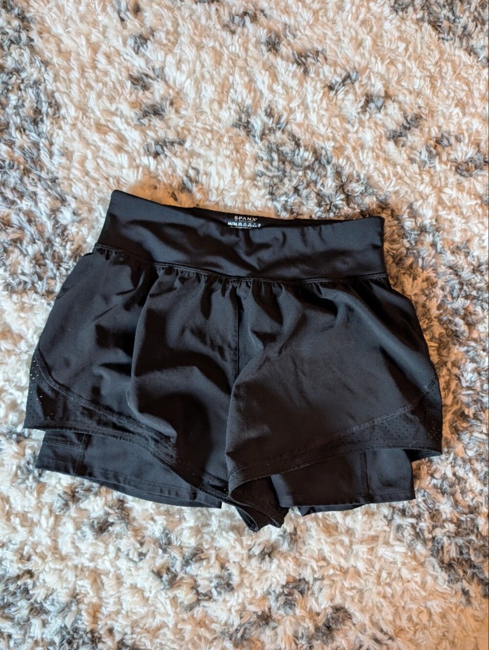 SPANX Womens Black Active Layered Shorts
